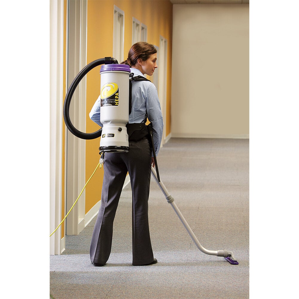 ProTeam 107119 10 Qt. Super CoachVac HEPA Backpack Vacuum Cleaner with 107100 Xover Floor Tool