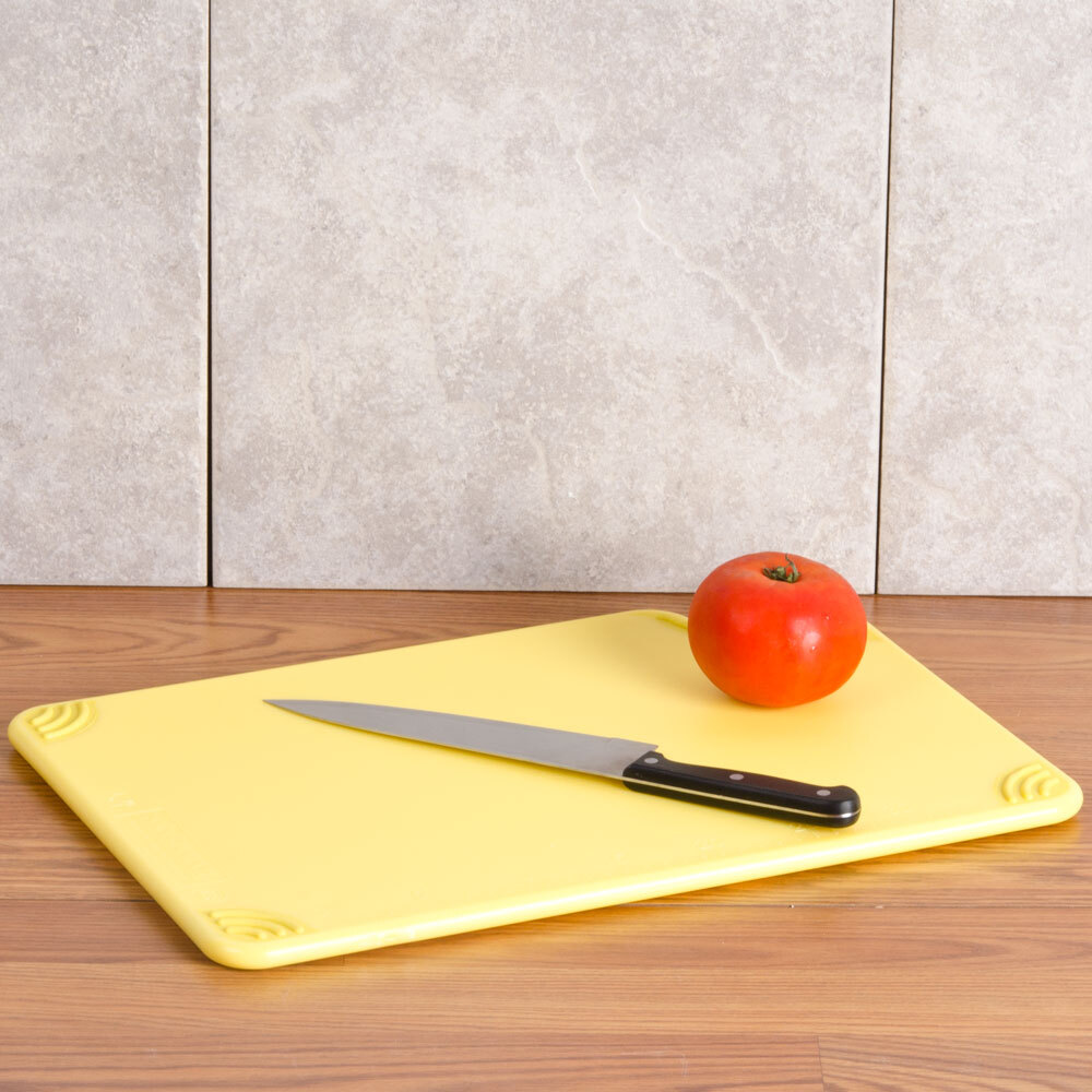 San Jamar CBG121812YL 12" x 18" x 1/2" SafTGrip Yellow Cutting Board