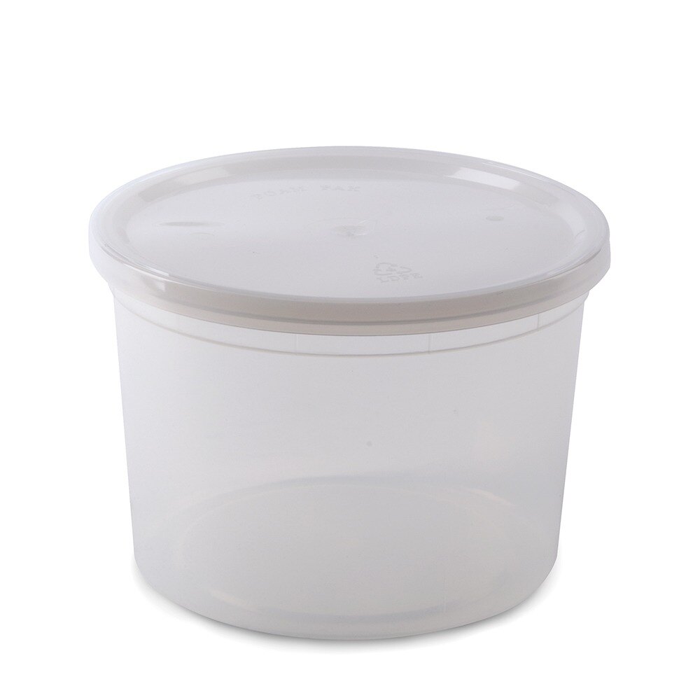 2 Qt. Microwavable Translucent Plastic Deli Container with Lid - 10 / Pack