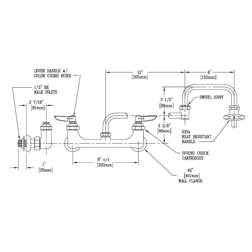 T&S B0597EE Wall Mount Pot Filler Faucet with 18" DoubleJointed