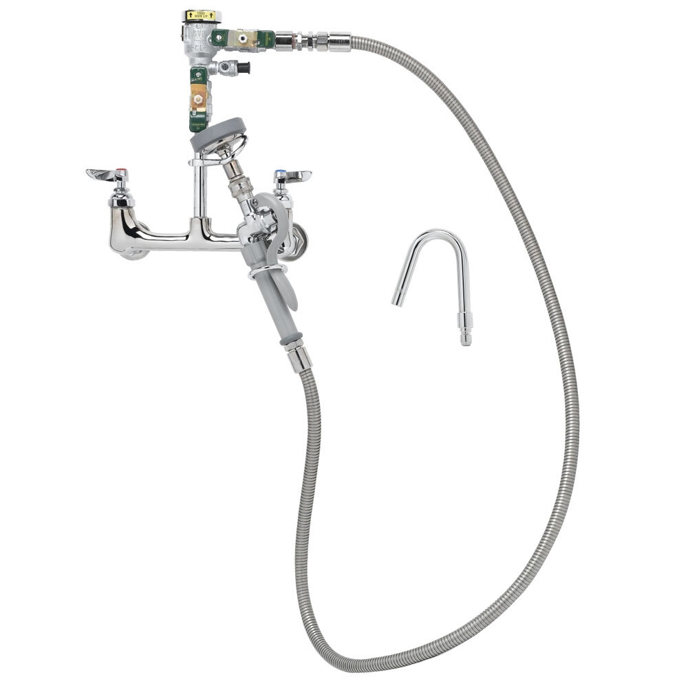 T&S B2892 Pot and Kettle Filler with 8" Centers, 68" Hose, Hook Nozzle