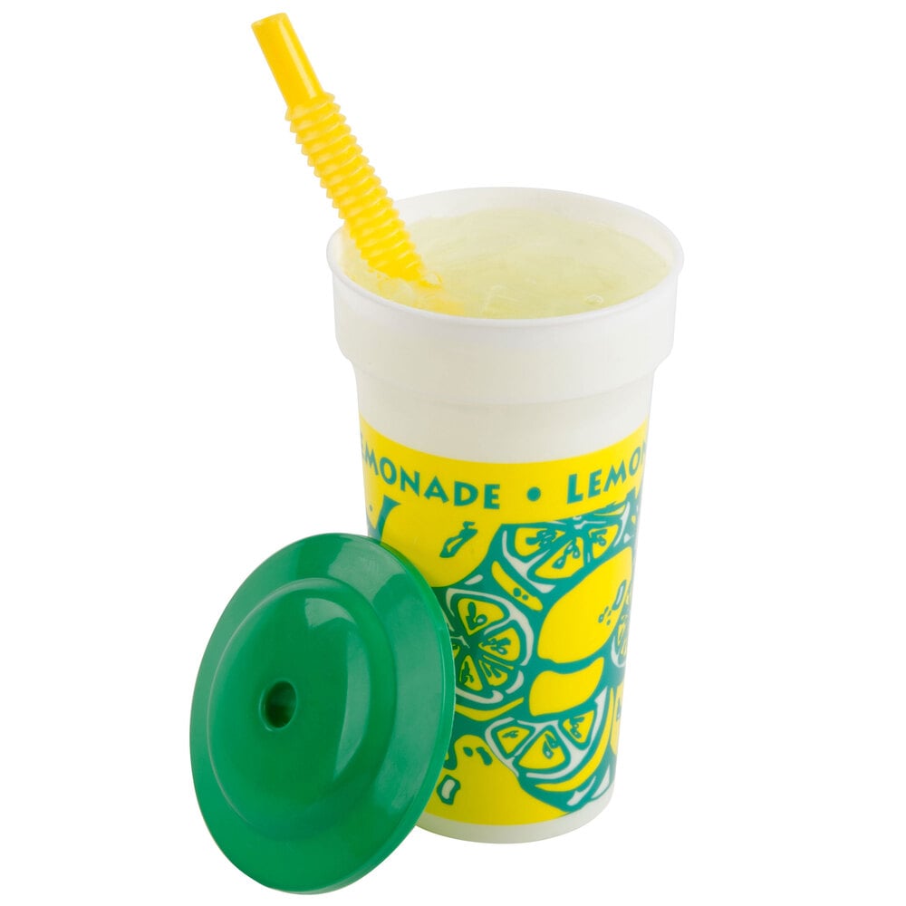 16 Oz Tall Plastic Souvenir Lemonade Cold Cup With Straw And Lid 250case