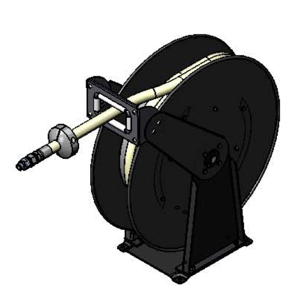T&S B7245 50' Open Hose Reel with Epoxy Coated Creamery Hose and