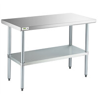 Regency 24 X 48 18 Gauge 304 Stainless Steel Commercial Work Table With Galvanized Legs And Undershelf