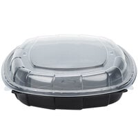 64 oz. Black 10 inch x 10 inch x 3 inch Microwaveable Plastic Hinged Take-Out Container - 37/Pack