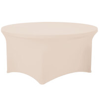 Snap Drape CN420R6030770 Contour Cover 60 inch Round Cream Spandex Table Cover