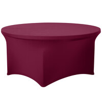 Snap Drape CN420R6030046 Contour Cover 60 inch Round Burgundy Spandex Table Cover