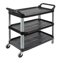Rubbermaid® FG409100BLA Xtra Black 300 lb. Three Shelf Utility Cart / Bus Cart 40 inch x 20 inch x 37 inch
