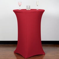 Round Crimson Bar Height Spandex Table Cover
