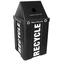 Commercial Recycle Trash Cans - 48 Gallon Black Stackable Recycling Bin with V-Shaped Lid