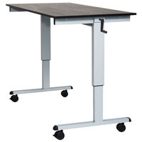 Luxor STANDCF60-AG/BO Stand Up Desk with Silver Steel Frame and Black Oak Desktop - 60