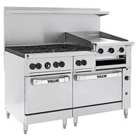 Vulcan 60SC-6B24GBN Endurance Natural Gas 6 Burner 60 inch Range with 24 inch Griddle/Broiler, 1 Standard, and 1 Convection Oven - 268,000 BTU