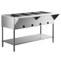 ServIt EST-4WE Four Pan Open Well Electric Steam Table with Undershelf - 208/240V, 3000W