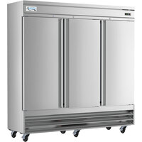 Avantco SS-3F-HC 80 7/8" Stainless Steel Solid Door Reach-In Freezer