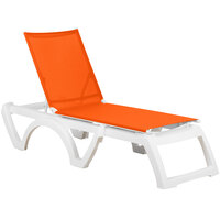 grosfillex us476019 calypso white orange stacking adjustable resin sling chaise 16case - Chaise Orange grosfillex us476019 calypso white orange stacking adjustable resin sling chaise 16case - Chaise Orange