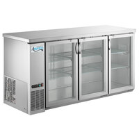 Avantco UBB-72G-HC-S 73" Stainless Steel Counter Height Narrow Glass Door Back Bar Refrigerator with LED Lighting