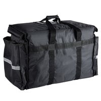 ServIt Heavy-Duty Insulated Black Nylon Soft-Sided Food Delivery Bag / Pan Carrier, 22