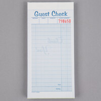Adams 10450SW 2-Part White / Canary Carbonless Guest Check Book - 10/Pack