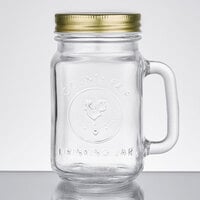 GET Plastic Mason Jar Cups with Handles - 16 oz. | 24/Case