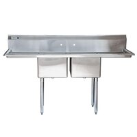Stainless Steel Freestanding Sink Webstaurant Regency 72 Inch 16 Gauge Stainless Steel Two Compartment Commercial Sink With 2 Drainboards