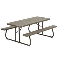 Commercial Outdoor Benches Bench Seating Webstaurant Colors Lifetime 60105 30 Inch X 72 Rectangular Brown Faux Wood Folding Picnic Table With Attached