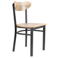Lancaster Table & Seating Boomerang Black Chair with Driftwood Seat and Back