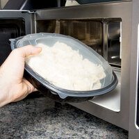 64 oz. Black 10 inch x 10 inch x 3 inch Square Microwaveable Plastic Hinged Take-Out Container - 148/Case