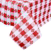 Intedge Red Checkered Gingham Vinyl Table Cover with Flannel Back, 25 Yard Roll