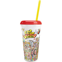 fair fun cup souvenir case oz tall straw lid plastic red