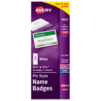 4 x 3 24 Pack 74468 Avery Pin Style Name Badge Kit for Laser and Inkjet Printers Clear