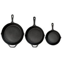 Valor 3-Piece Pre-Seasoned Cast Iron Skillet Set - Includes 8