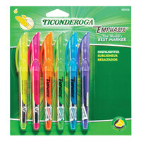 Dixon Ticonderoga 48008 Emphasis Assorted Color Pocket Style Chisel Tip Highlighter - 6/Set