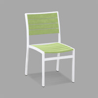 POLYWOOD A100-13LI Lime Euro Stackable Dining Height Side Chair with Satin White Frame