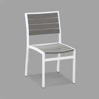 POLYWOOD A100-13GY Slate Grey Euro Stackable Dining Height Side Chair with Satin White Frame