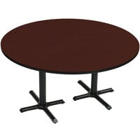 Caf/é and Break Room Table 30 Correll BXT30R-21 Cherry Top and Black Base Round Bar