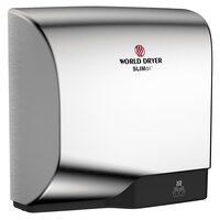 World Dryer L-971A SLIMdri Brushed Chrome Aluminum Surface-Mounted ADA Hand Dryer - 110-120V/208V/220-240V, 950W