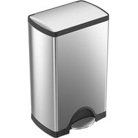 simplehuman CW1814 10 Gallon / 38 Liter Brushed Stainless Steel Rectangular Front Step-On Trash Can
