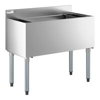 Regency IB1836 18 inch x 36 inch Stainless Steel Underbar Ice Bin with Bottle Holders - 119 lb.