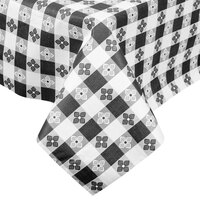 Intedge Black Checkered Gingham Vinyl Table Cover with Flannel Back, 25 Yard Roll