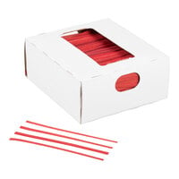 Bedford Industries Inc. 4 inch Red Laminated Paper Bag Twist Ties - 2,000/Box