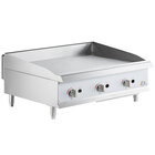 Cooking Performance Group G36 36" Gas Countertop Griddle with Manual Controls - 90,000 BTU