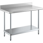 Regency 24" x 48" 18-Gauge 304 Stainless Steel Commercial Work Table with 4" Backsplash and Galvanized Undershelf