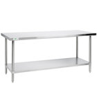 Regency 30" x 72" All 18-Gauge 430 Stainless Steel Commercial Work Table with Undershelf