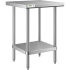Regency 24" x 24" All 18-Gauge 430 Stainless Steel Commercial Work Table with Undershelf
