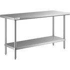 Regency 24" x 60" All 18-Gauge 430 Stainless Steel Commercial Work Table with Undershelf