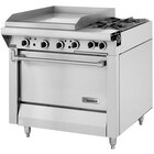 Garland M48-23R Master Series Natural Gas 2 Burner 34" Range with 23" Griddle and Standard Oven - 154,000 BTU (Thermostatic Controls)