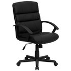 Flash Furniture GO-1004-BK-LEA-GG Mid-Back Black Leather Office Chair with Arms and Spring Tilt Control