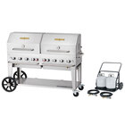 Crown Verity MCC-60RDP 60" Mobile Outdoor Cart Grill with 2 Vertical Propane Tanks and Roll Dome Package