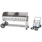Crown Verity MCC-72WGP 72" Mobile Outdoor Cart Grill with 2 Vertical Propane Tanks and Wind Guard Package