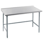 Advance Tabco TFMG-306 30" x 72" 16 Gauge Open Base Stainless Steel Commercial Work Table with 1 1/2" Backsplash